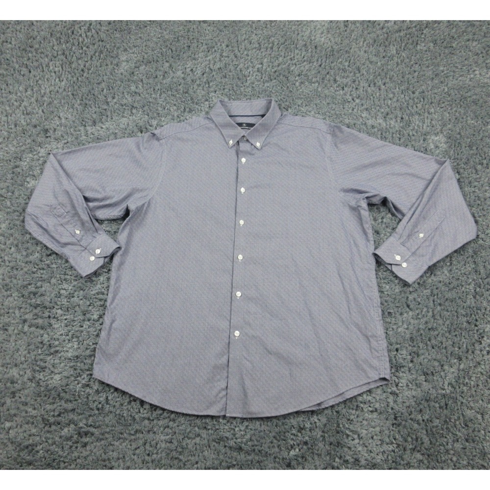 Hart Schaffner Marx Shirt Mens XL Blue Geometric Button Up Long Sleeve Casual